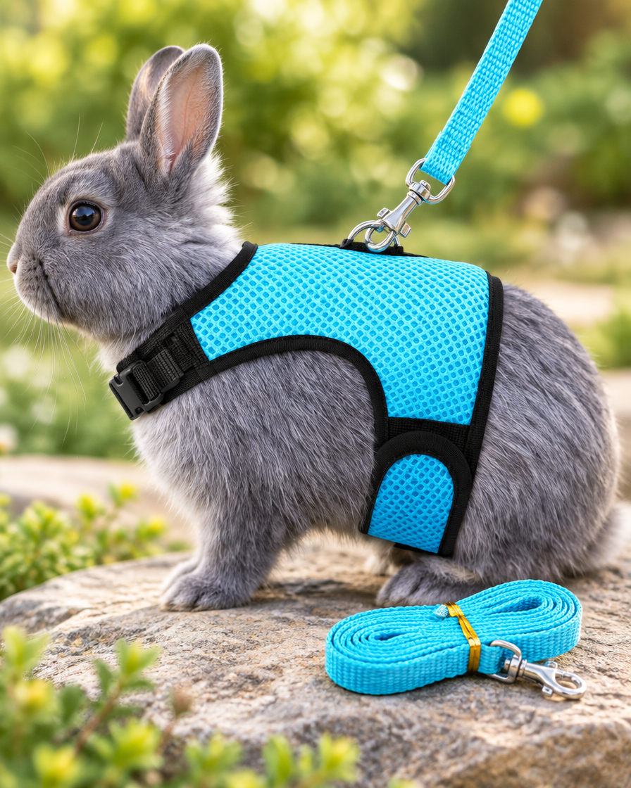 Pawvia small-pet mesh harness with leash