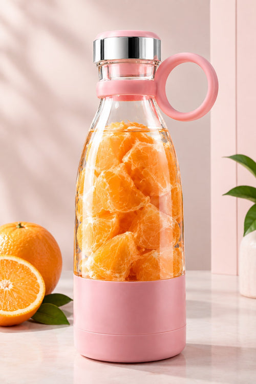 Aurellia Go portable electric blender with fresh orange