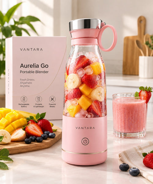 Aurellia Go portable blender with fresh fruit and smoothie