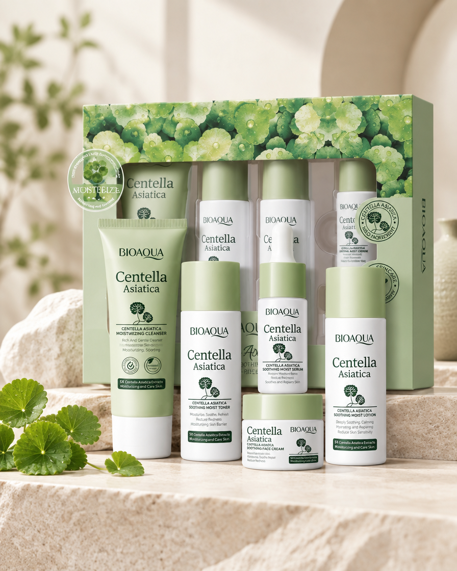 CentellaVera centella skincare products arranged together