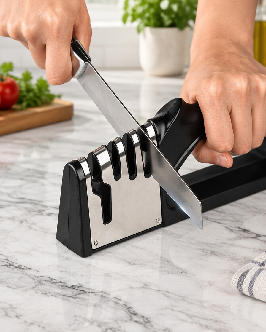 Velisse four-section kitchen knife sharpener with non-slip base