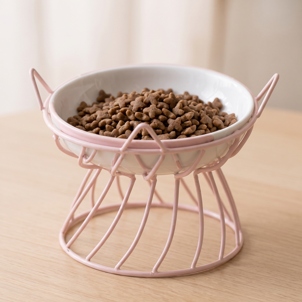 Elaris raised dog and cat bowl feeding setup